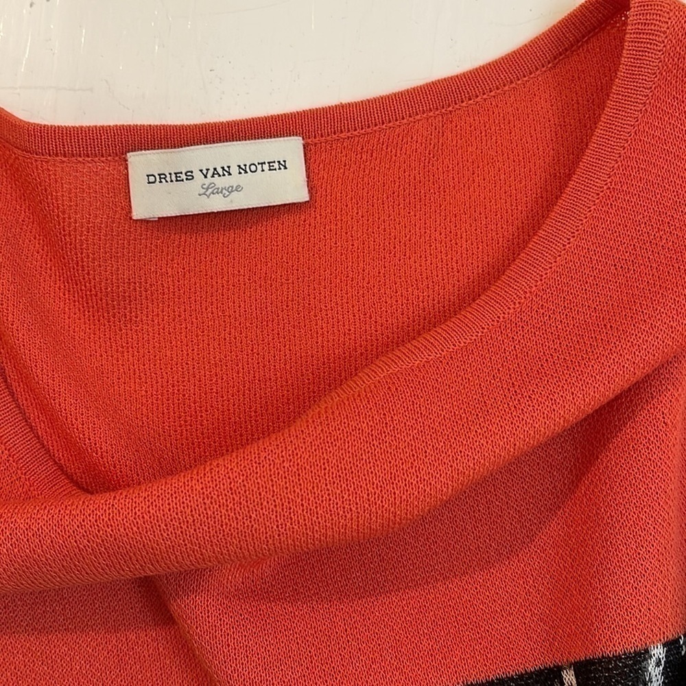 DRIES VAN NOTEN sweater orange black and grey size large L - Picture 4 of 5